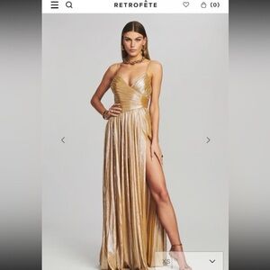 Retrofete Doss Champagne Gold Maxi Dress NWT XXS